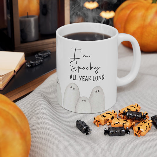 I'm Spooky All Year Long Watercolor Ghosts Ceramic Mug