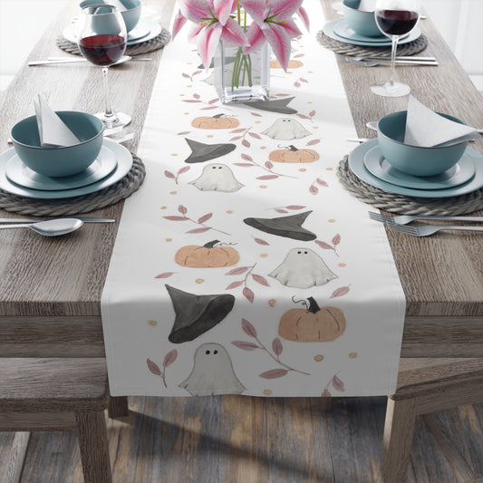 Watercolor Halloween Scattered Pattern Table Runner