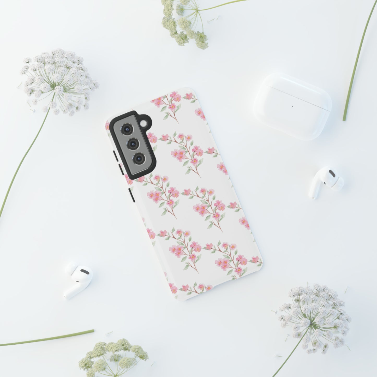 Watercolor Pink Floral Branch Tough Cases