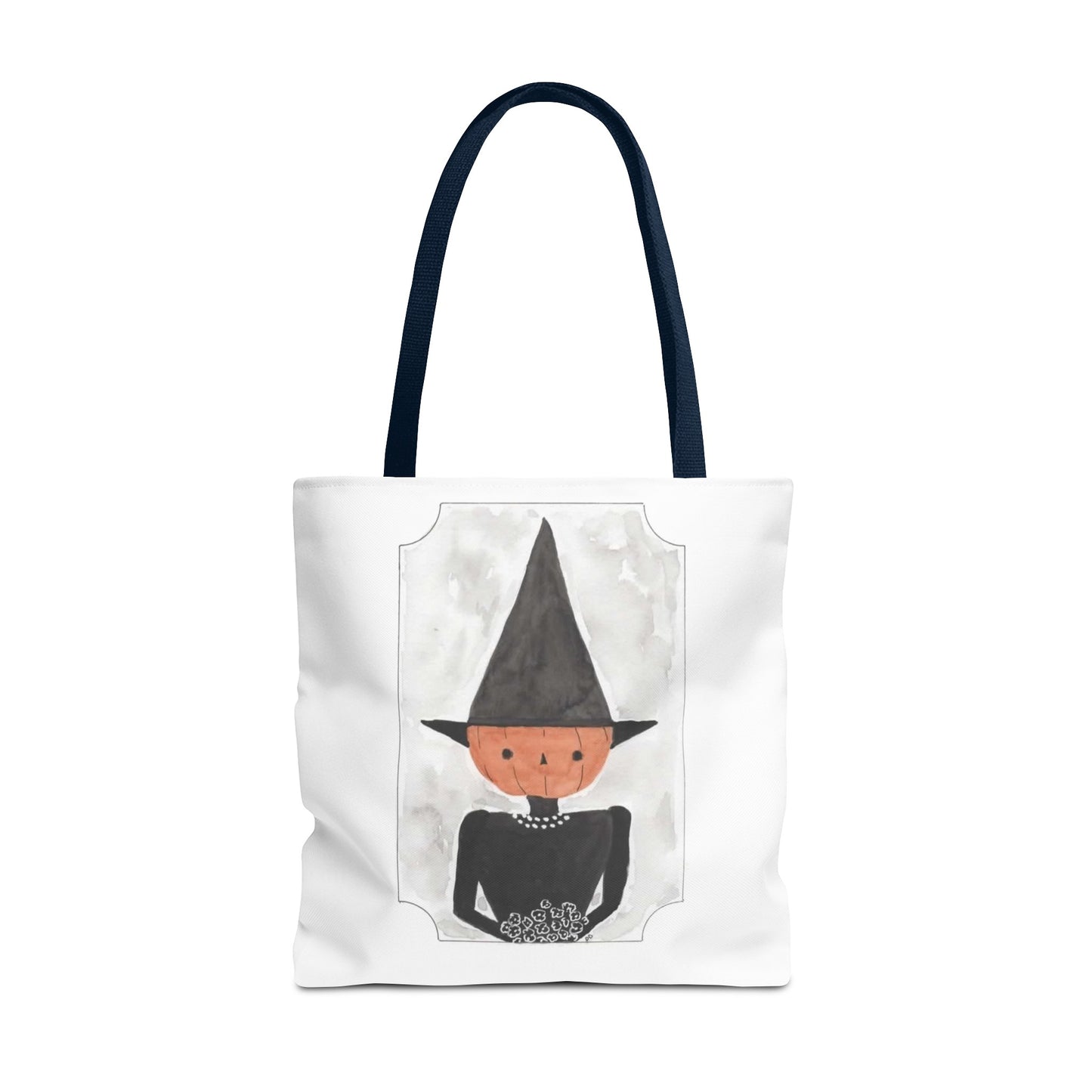 Halloween Watercolor Pumpkin Witch Tote Bag