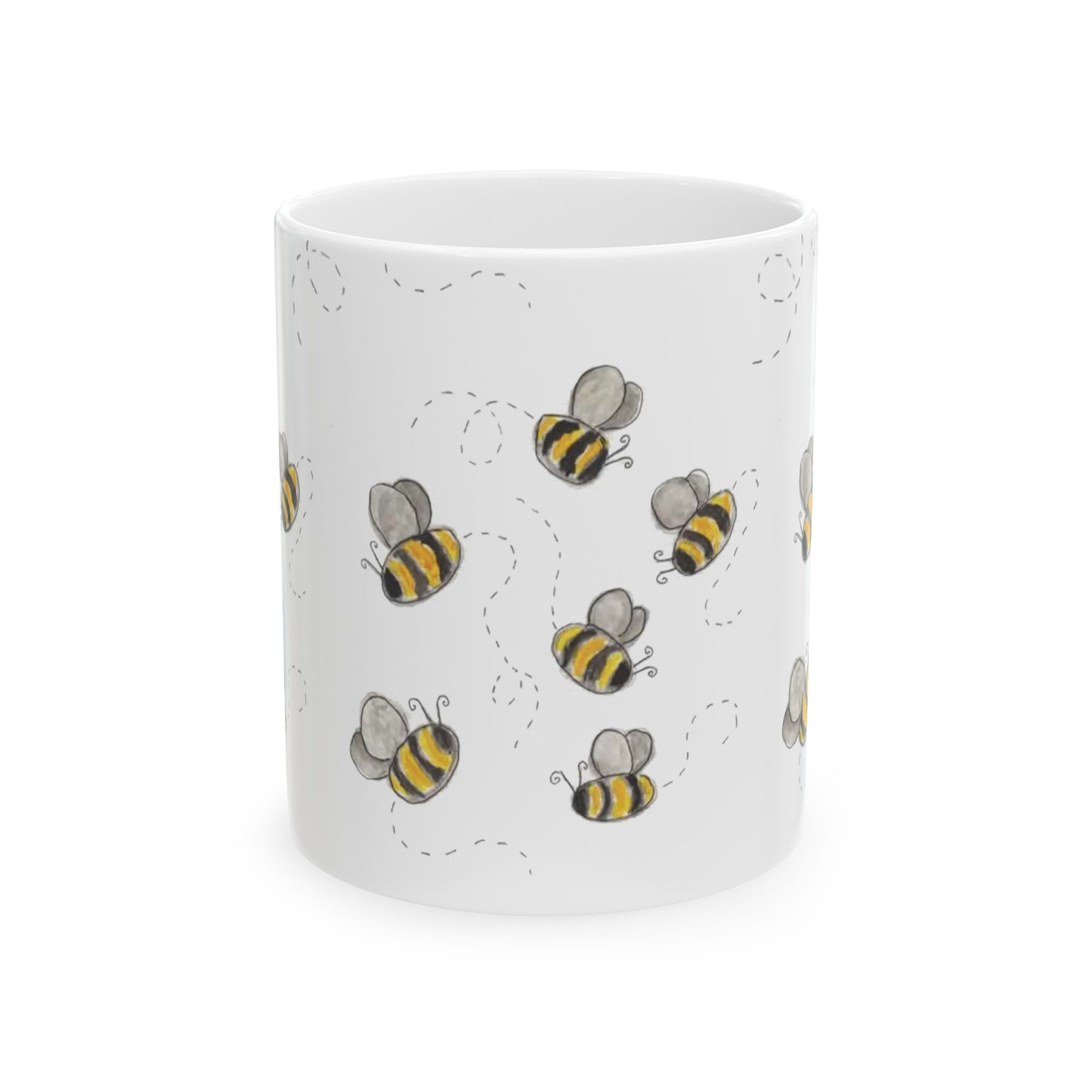 Watercolor Buzzing Bees Ceramic Mug