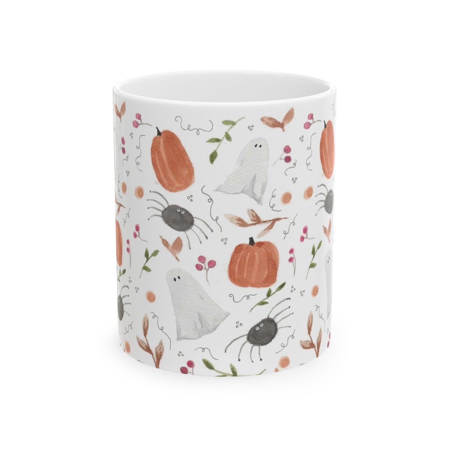 Watercolor Halloween Pattern Ceramic Mug, (11oz, 15oz)