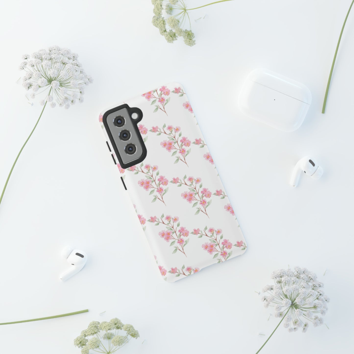 Watercolor Pink Floral Branch Tough Cases