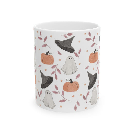 Halloween Watercolor Pattern Ceramic Mug, (11oz, 15oz)