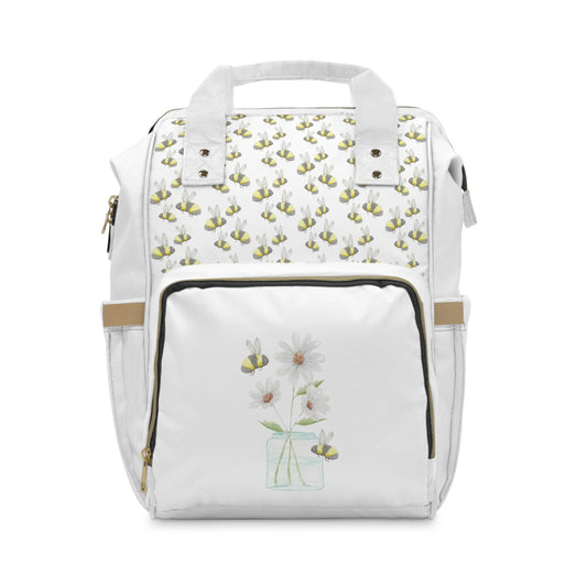 *Special Order* Daisies and Bees Multifunctional Diaper Backpack