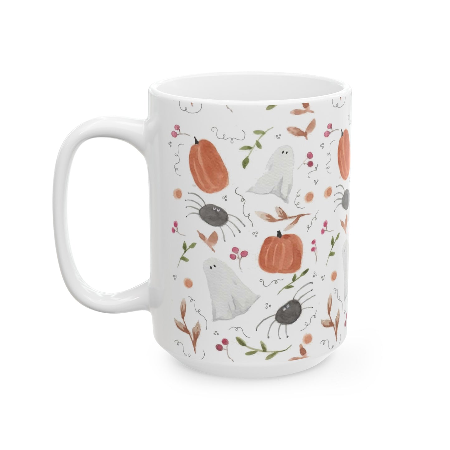 Watercolor Halloween Pattern Ceramic Mug, (11oz, 15oz)