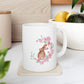 Watercolor Floral Moon with Rabbit Ceramic Mug