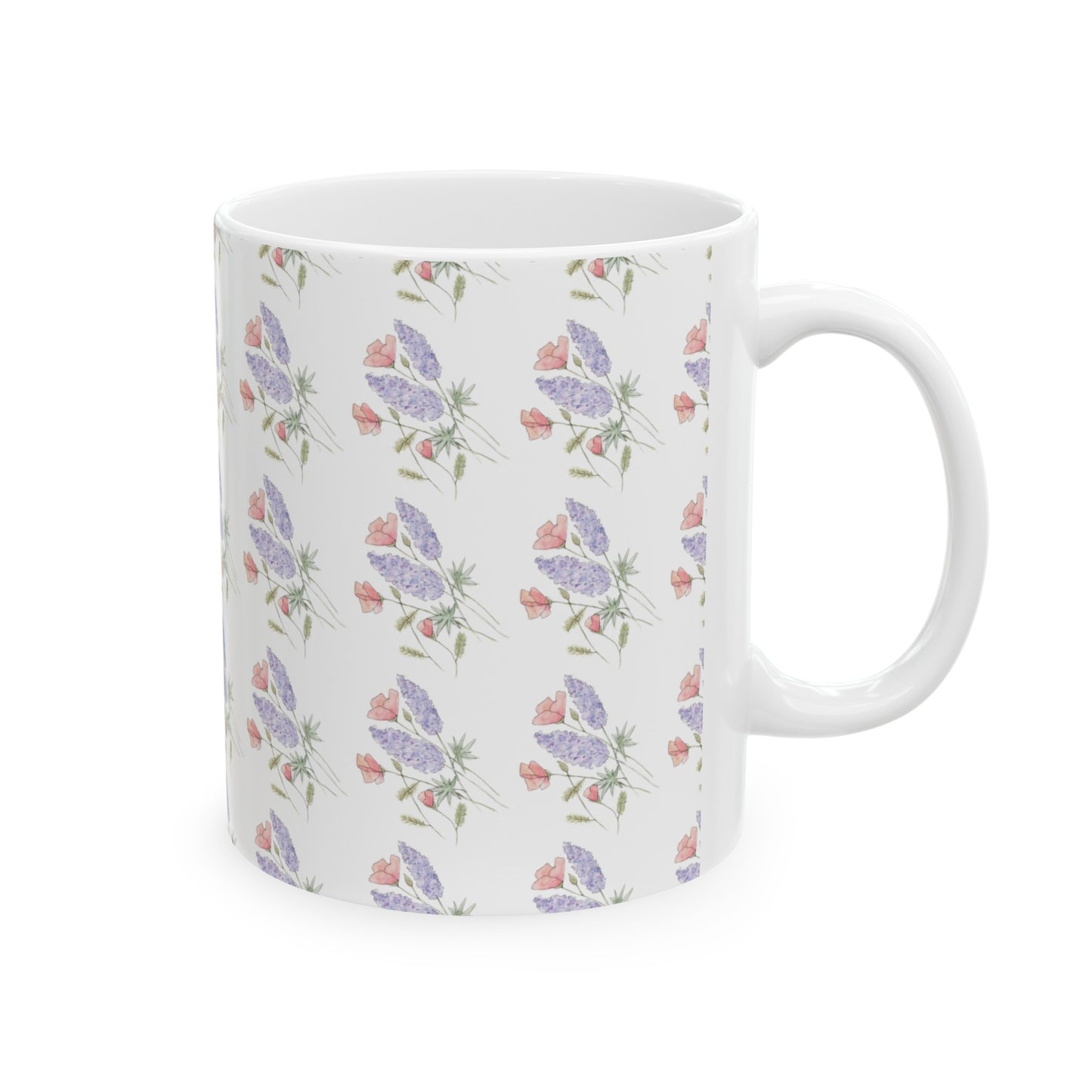 Watercolor Poppy and Lupine Ceramic Mug