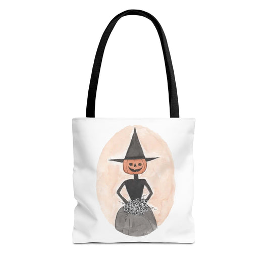 Halloween Watercolor Proper Pumpkin Lady Tote Bag