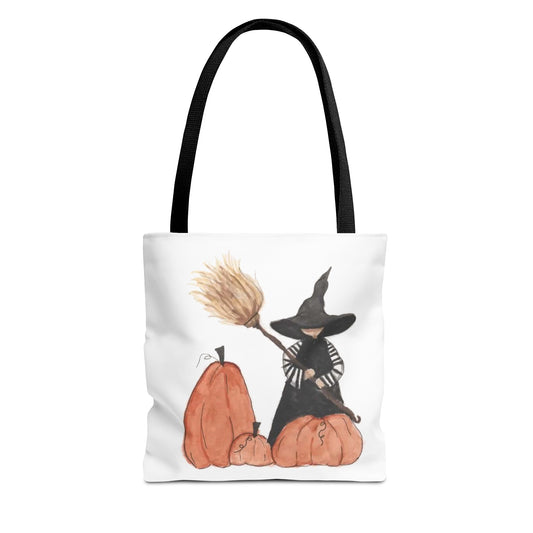 Halloween Watercolor Lil Witch Tote Bag