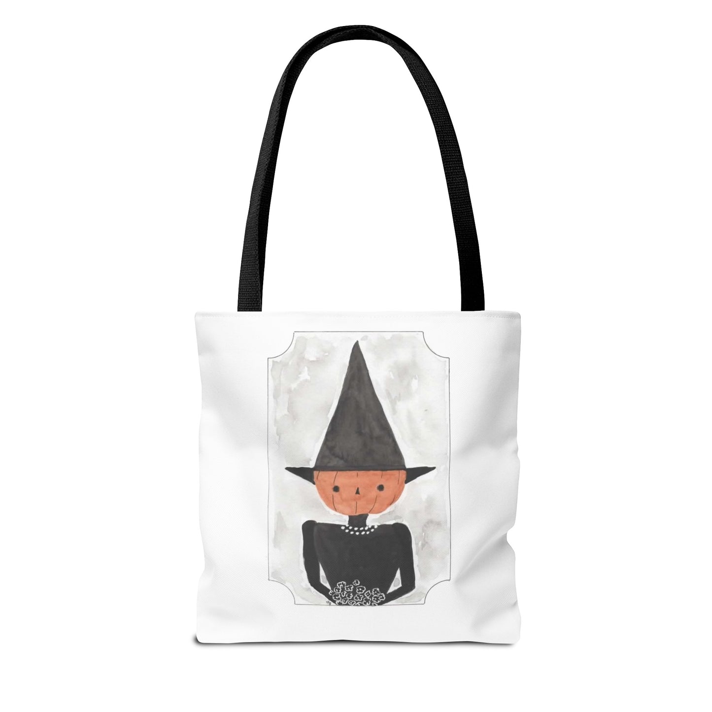 Halloween Watercolor Pumpkin Witch Tote Bag