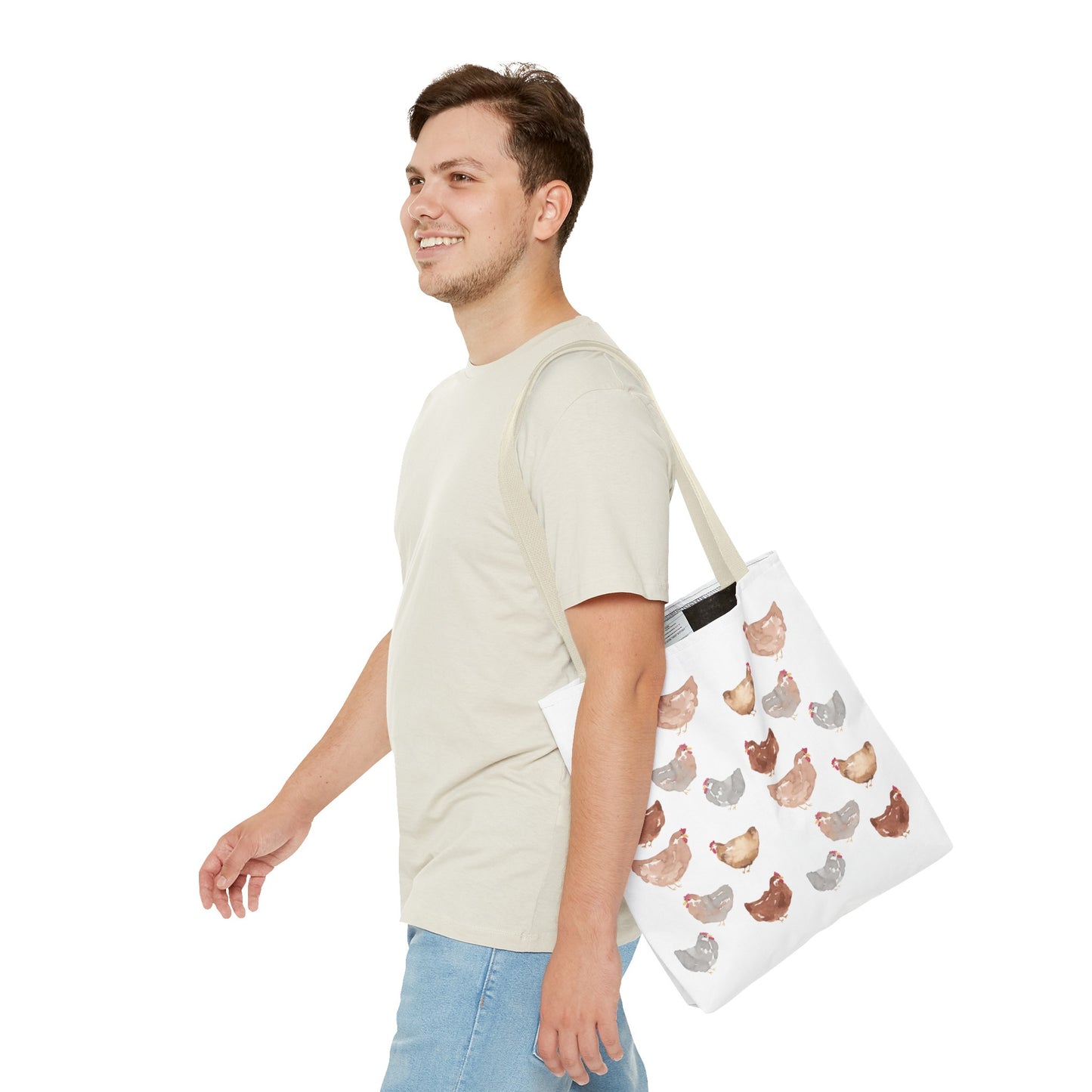 Watercolor Scattered Chickens Tote Bag