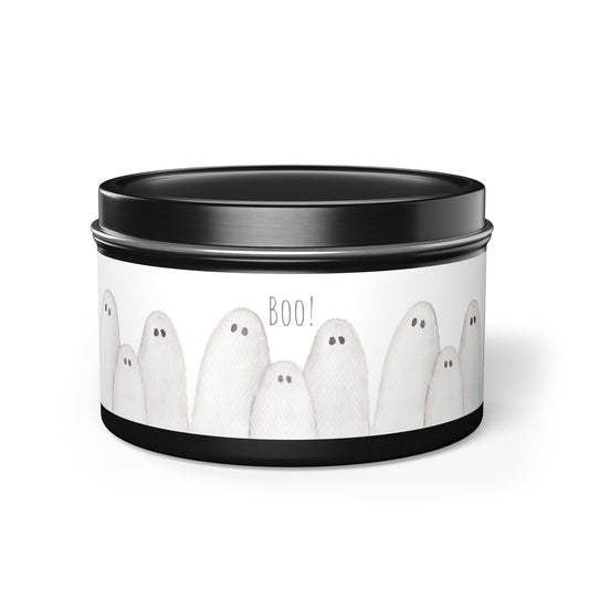 Halloween Watercolor BOO Ghosts Tin Candles