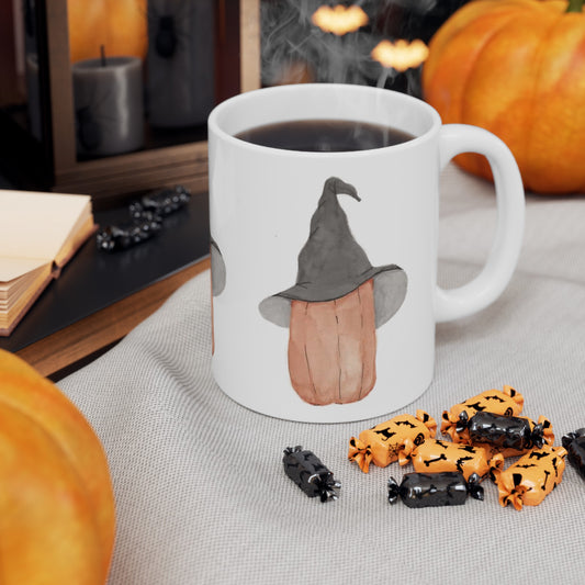 Halloween Watercolor Witchy Pumpkin Ceramic Mug