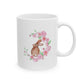 Watercolor Floral Moon with Rabbit Ceramic Mug