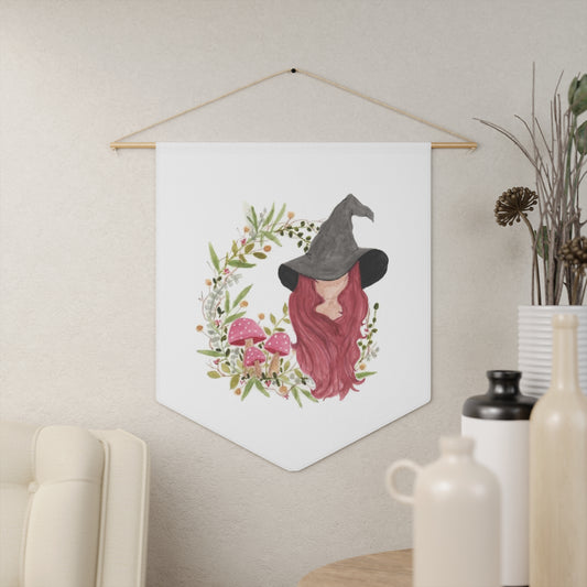 Watercolor Mushroom Wreath Witch Pennant