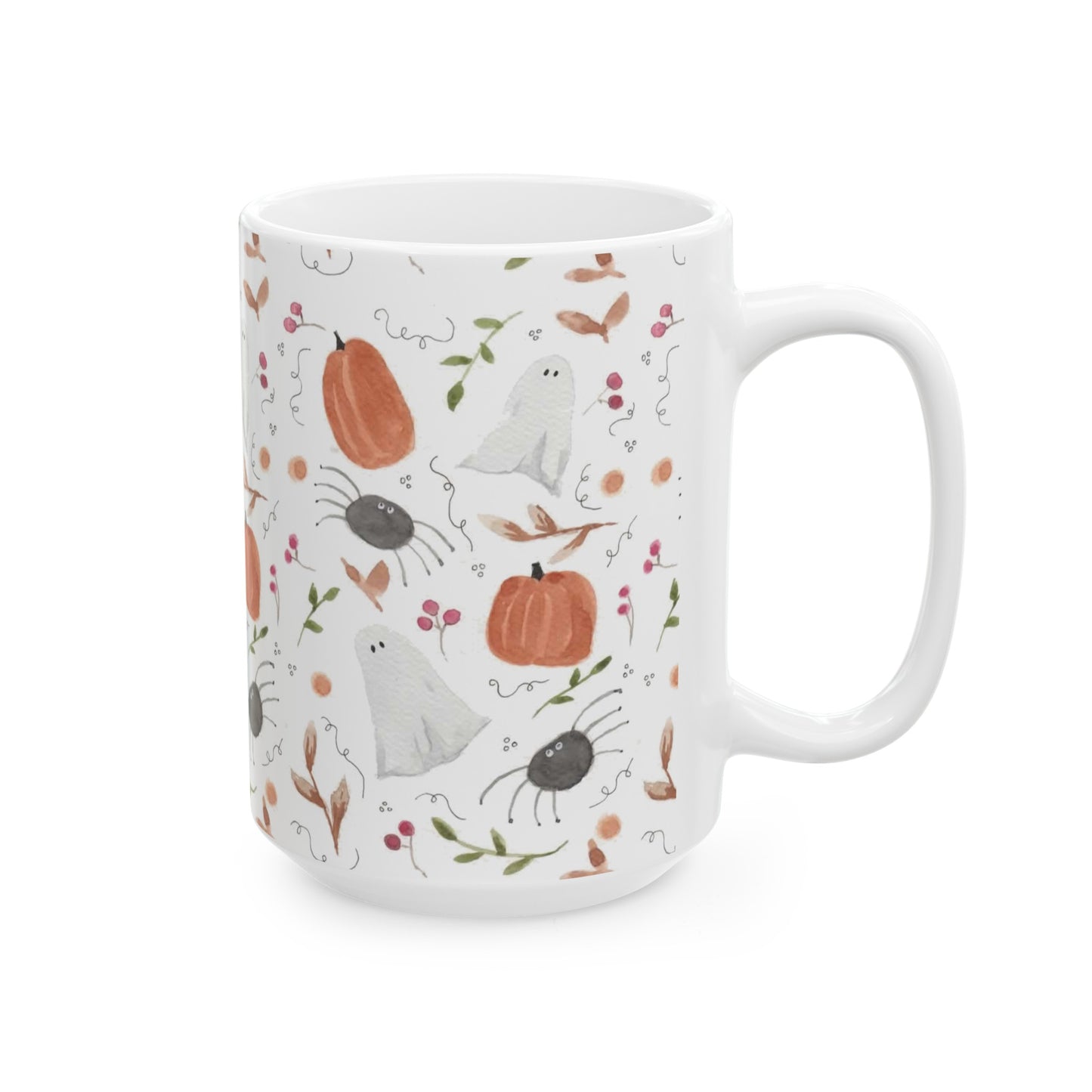 Watercolor Halloween Pattern Ceramic Mug, (11oz, 15oz)