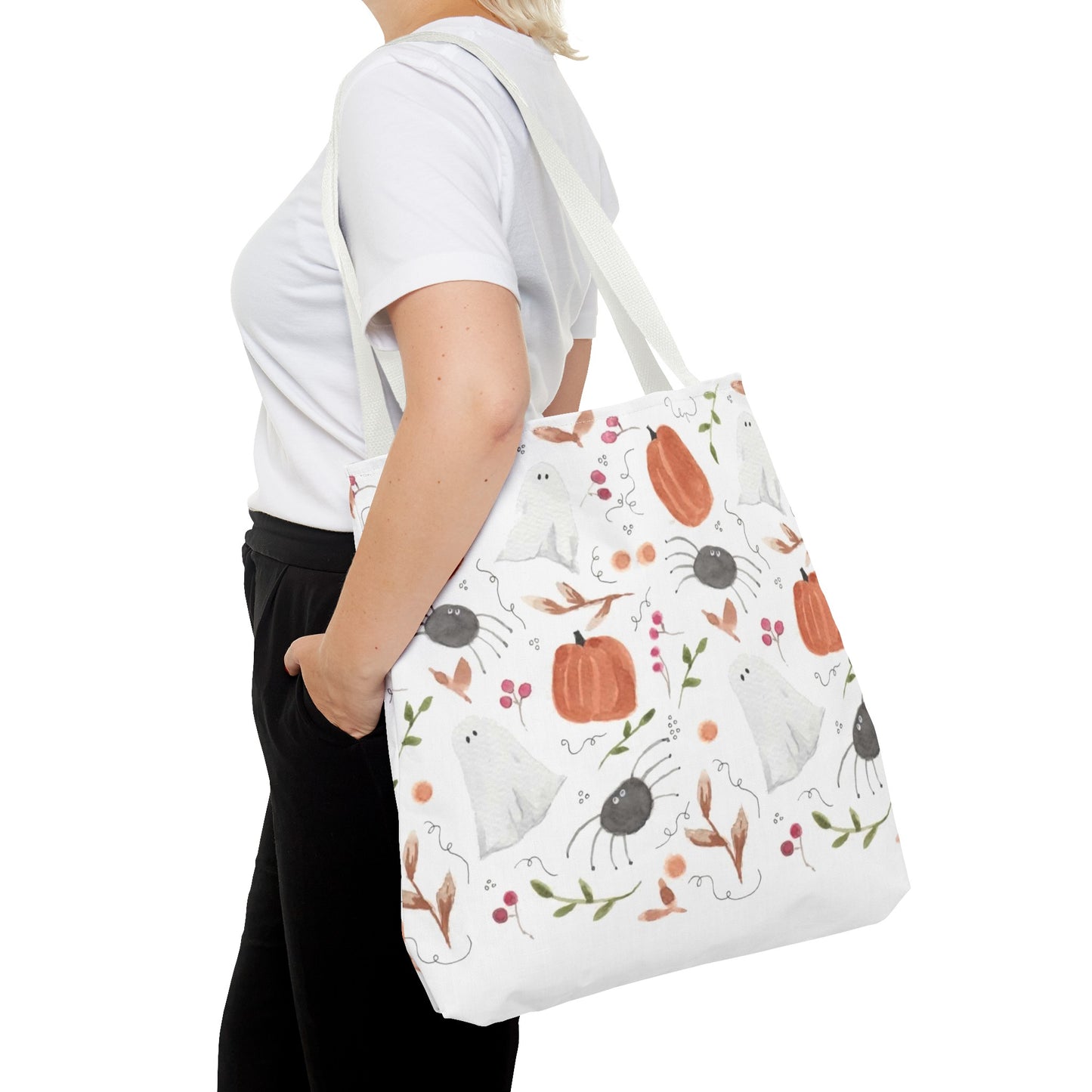 Watercolor Halloween Pattern Tote Bag