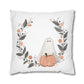 Halloween Watercolor Ghost Wreath Square Poly Canvas Pillow Cover - Pillow Not Included -