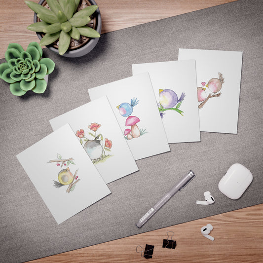 Watercolor Bird Multi-Design Greeting Cards (5-Pack)