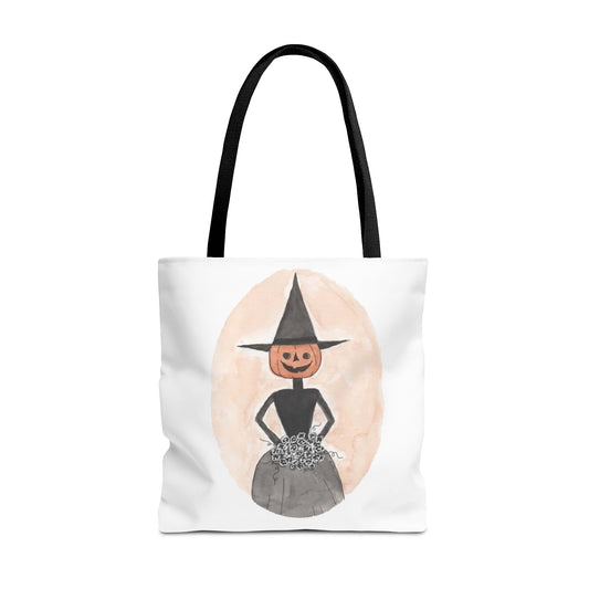 Halloween Watercolor Proper Pumpkin Lady Tote Bag