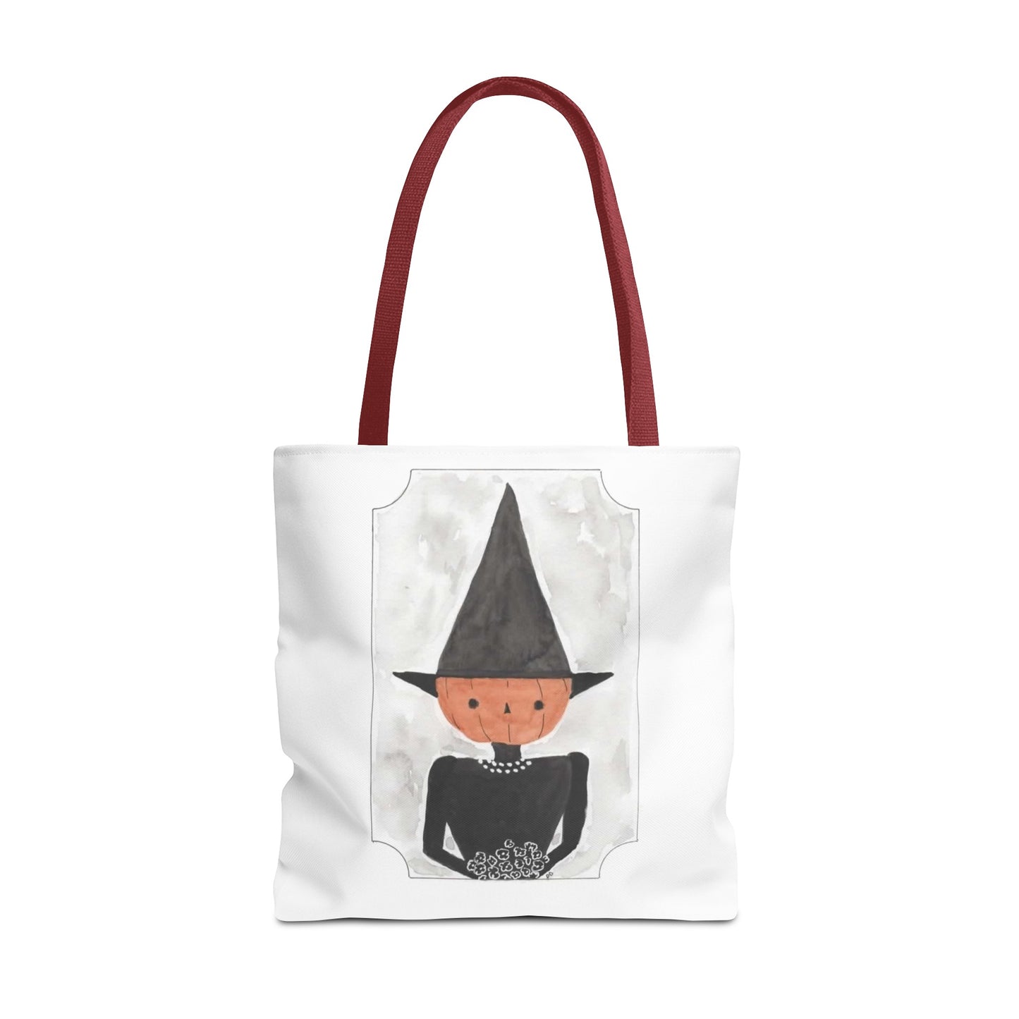 Halloween Watercolor Pumpkin Witch Tote Bag