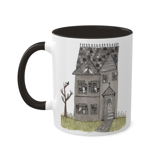 Halloween Watercolor Haunted House Mugs, 11oz