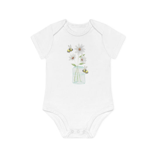 *Special Order* Daisies and Bees Baby Organic Short Sleeve Bodysuit