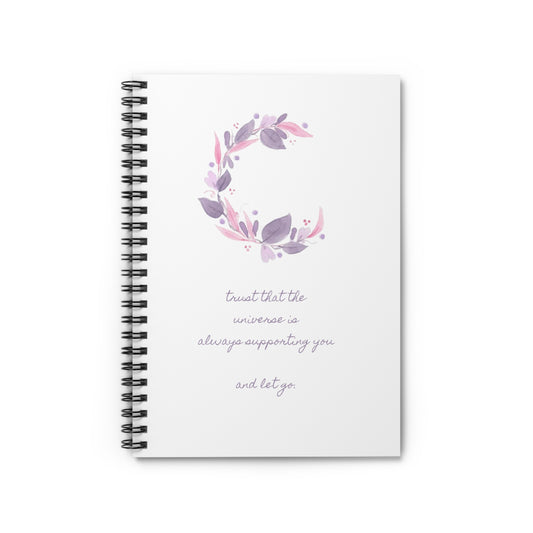 Watercolor Floral Moon Spiral Notebook - Ruled Line